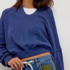 NWT We The Free Indigo Blue Crew Neck Sweater